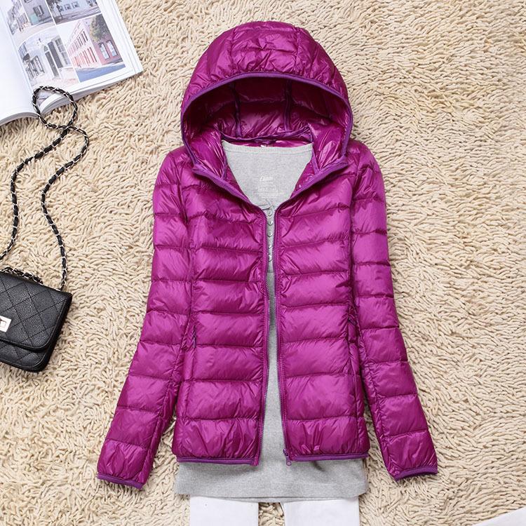 Winter new ultra-light down jacket women's hooded short light large size slim thin women's jacket
