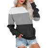 Женская модная повседневная блузка с длинным рукавом и круглым вырезом, цветной пуловер, топ, блузка