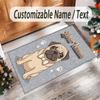 Pug Theme Crystal Velvet Floor Rug Personalized Custom Name Text Warm Carpet Home Decoration