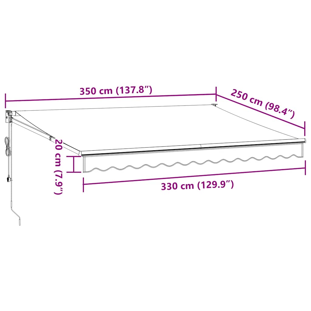 Automatic Awning Burgundy Red 350x250 cm