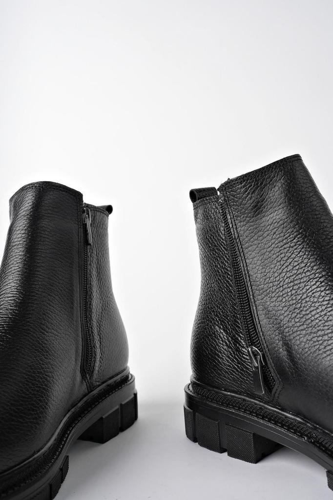 Men's Fashion Genuine Leather Flat Heeled Booties Bootie Double Zipper Winter Boots Shoes