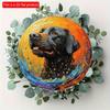 2d Flat 20*20cm, Funny Cute Dog Gift, Theme Round Wooden Sign, Art Wooden Wall Decorative, for Home, Kitchen, Garden, Bedroom, Bar Decor.