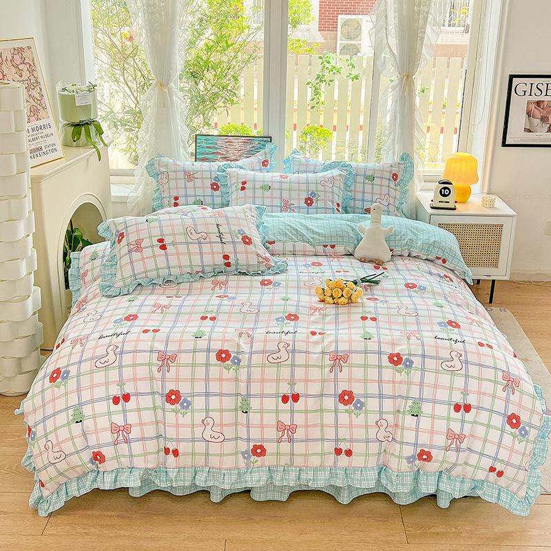 Комплект из четырех предметов, кружевное одеяло с пудрой, постельное белье, подзор для кровати, комплект из трех предметов с изображением принцессы и девочки