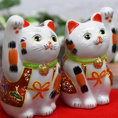 Японский склад манящая фигурка кошки керамика Кутани пара манящая кошка стеллаж фэн-шуй удача интерьер аксессуары в японском стиле