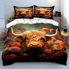 Highland cow with flowers. Bedding sets Duvet cover sets Duvet covers Pillowcases(1 * Duvet Cover 2 * Pillowcases without duvet insert)