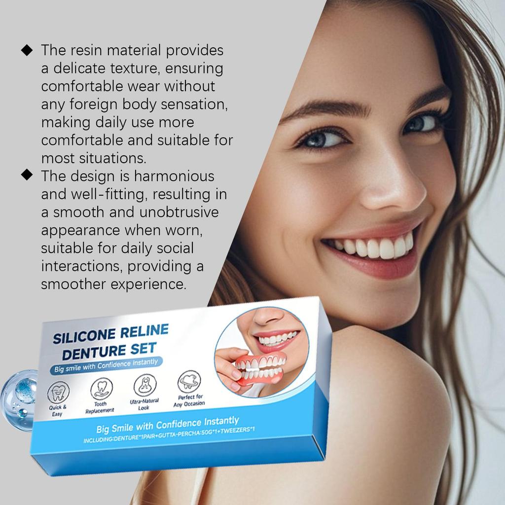 Resin Denture Decoration Set Teeth Whitening Soft Safety Perfect Fit Tooth Comfortable Smile Temporary Orthodontic Silicone Sets
