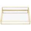 Vintage Metal Glass Storage Box Gold Rimmed Glass Jewelry Display Box Translucent Compartments Rectangular Gold Tray
