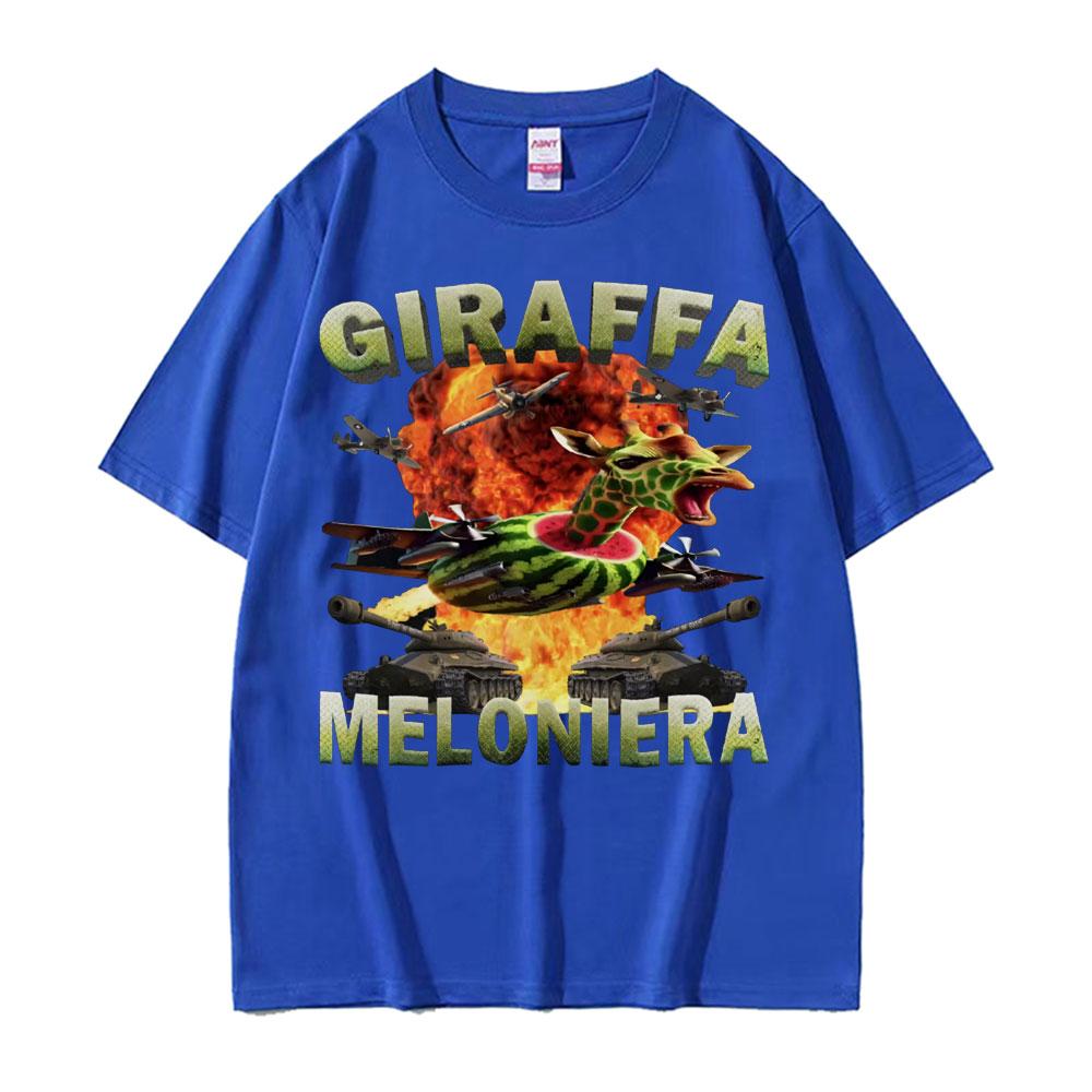 Giraffa Meloniera Funny Italian Brainrot Meme Tshirts Unisex Women Hip Hop Humor Style T Shirt Casual Comfort Short Sleeve Tshirt