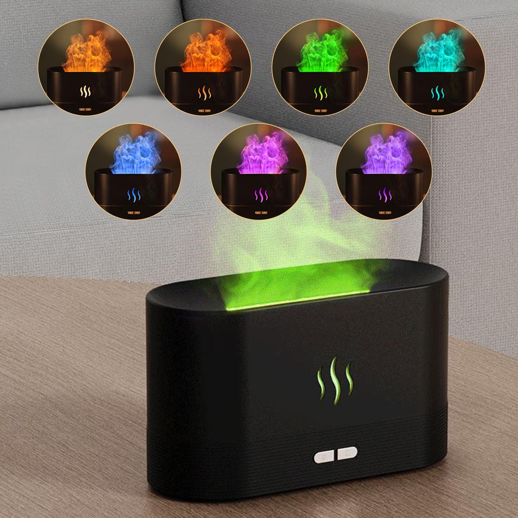 Simulation Flame Mist Humidifier With 7 Color Night Light Aromatherapy Essential Oil Diffuser Quiet