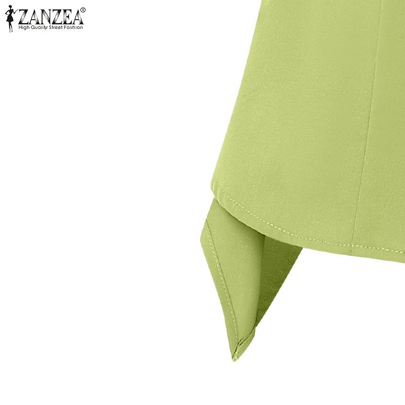 ZANZEA Женская повседневная летняя блузка с круглым вырезом и коротким рукавом