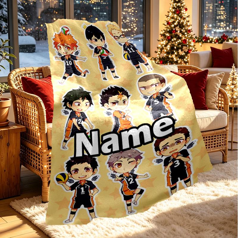 Custom Name Personalized Haikyu Print Blanket, Home Decor, Bedroom, Sofa, Camping, Couch, Gifts for Birthday Christmas