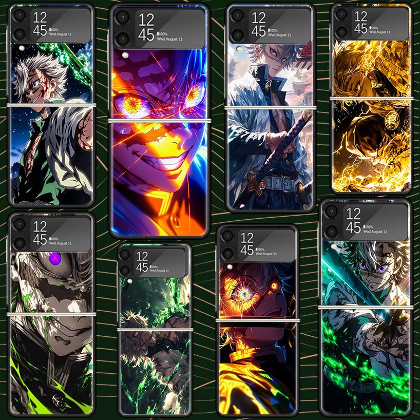 Чехол Demon Slayer Shinazugawa Sanemi для Samsung Galaxy Z Flip7 Flip6 Flip5 Flip4 Flip3 5G Жесткий чехол для телефона Z Flip 7 6 5 4 3 Черный