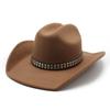 Ковбойская шляпа в стиле вестерн, мужская повседневная универсальная ретро бежевая шерстяная шляпа-цилиндр, женская сценическая джазовая шляпа