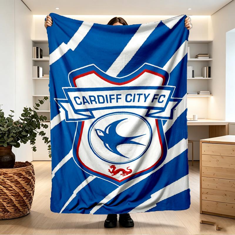 Cardiff City FC Print Blanket - Soft & Comfortable, for Bedroom, Travel, Sofa, Home Decoration - Birthday Christmas Gift for Friend