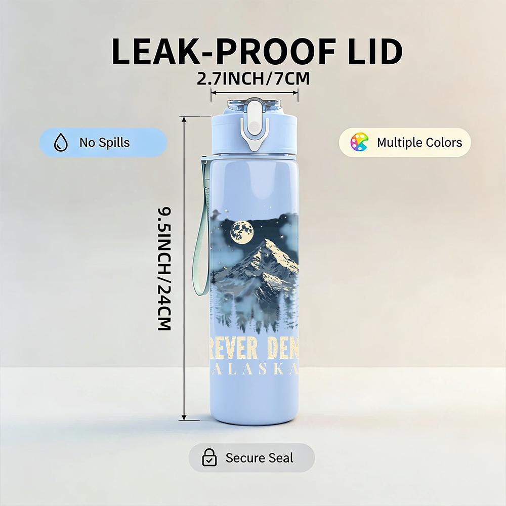 1PC Faint figure forever faded sketch print 750ml colorful plastic sports water bottle leakproof pop up lid with straw for outdoor work home use