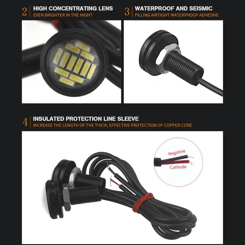 Work Light Eye LED 23 мм 4014 12SMD светодиодные фары для авто велосипеда-водителя противотуманные фары водонепроницаемые фары 2 шт.
