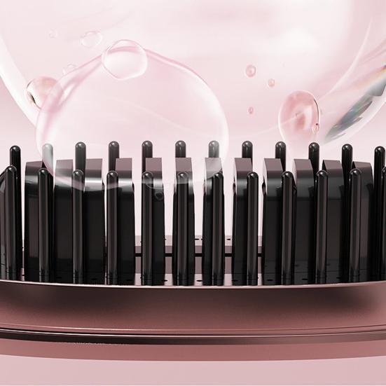 Mini Rechargeable Straightener Brush Portable Travel Lightweight Fast Heating Hot Comb 3 Temperature Setting Adjustable Electric Hair Styling Brush