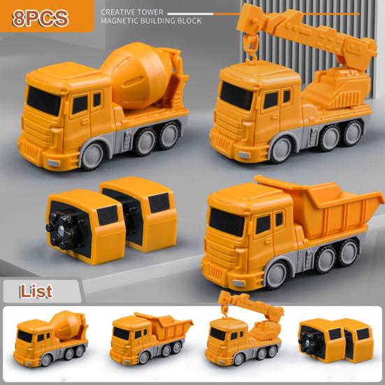 1 набор для детей, трансформирующийся робот-машина, игрушечная магнитная модульная конструкция, модель грузовика, образовательная деформационная инженерная машинка, подарок для малышей и мальчиков