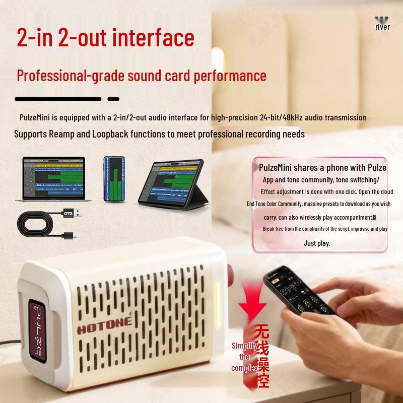 Hotone Pulze Mini Bluetooth Electric Guitar & Bass Amplifier/Speaker for Outdoor Performance