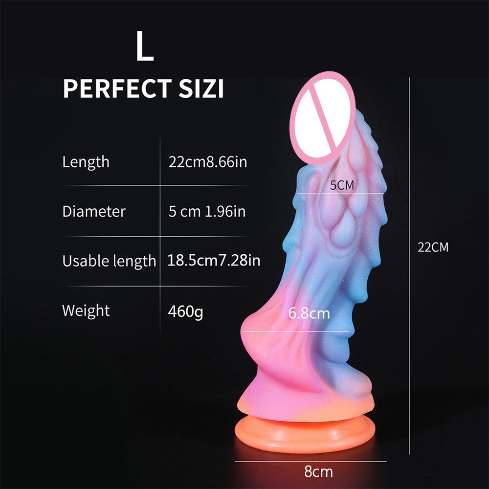 Новые светящиеся дилдо, цветные светящиеся огромные пенисы, точка G, анальная пробка, женские игрушки, в форме дракона, монстр-дилдо с присоской