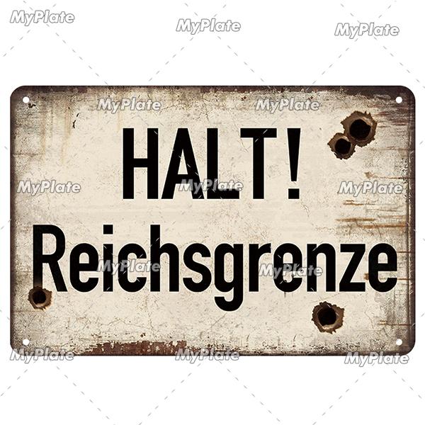 Vintage ACHTUNG HALT War Metal Signs Berlin Tin Sign Plaque Metal Plate Wall Decor For Pub Club Man Cave Plate Bar Decoration