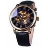 Un Bel Tocco (Umbertocco) Antique-Style Skeleton Mechanical Wristwatch, Men's, Hand-Wound, Classical Style (Black/Gold)