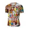 Men's and Women's 3D Printed Breathable Quick Drying Round Neck Summer Beer Festival Creative Short Sleeves