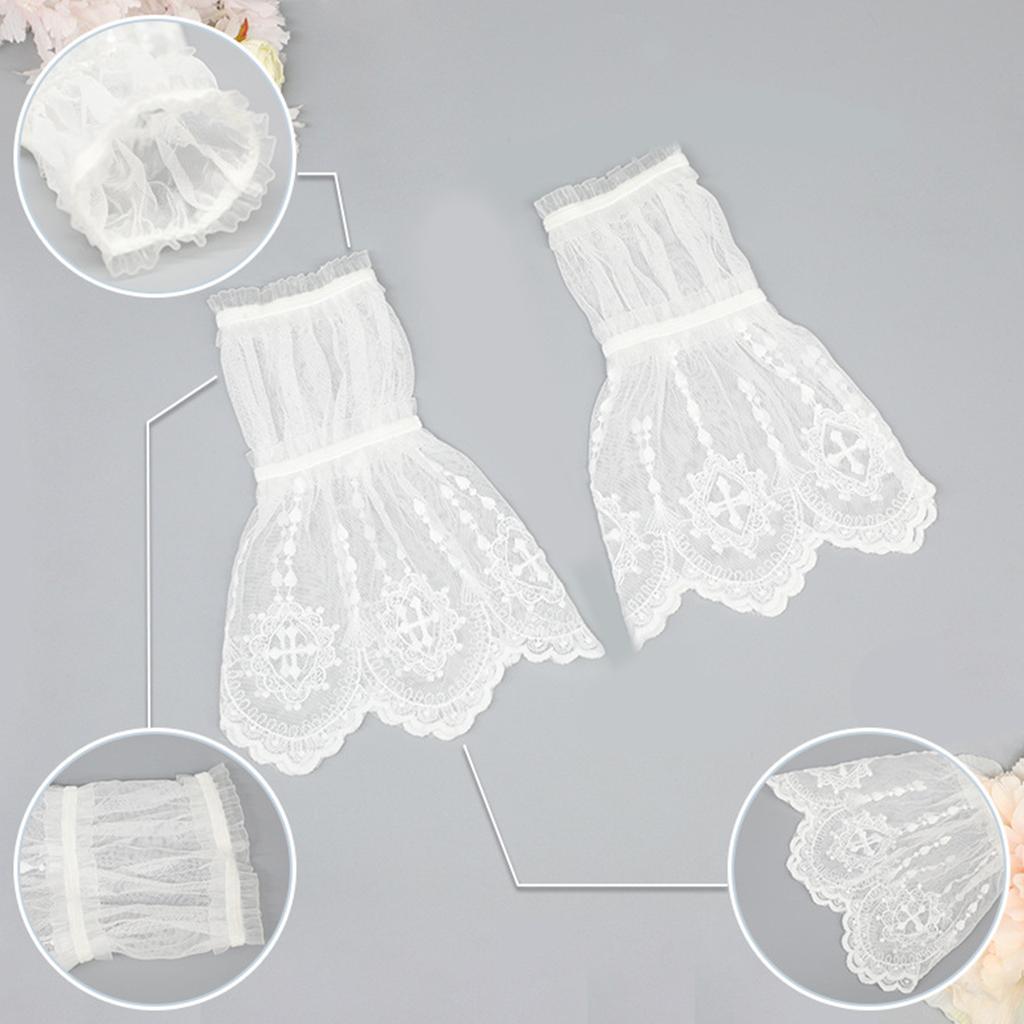 Elegant Lace Cuffs Decorative Sleeves for Female Teens Detachable Arm Cover Cuff Extension Trendy Clothing Accessories