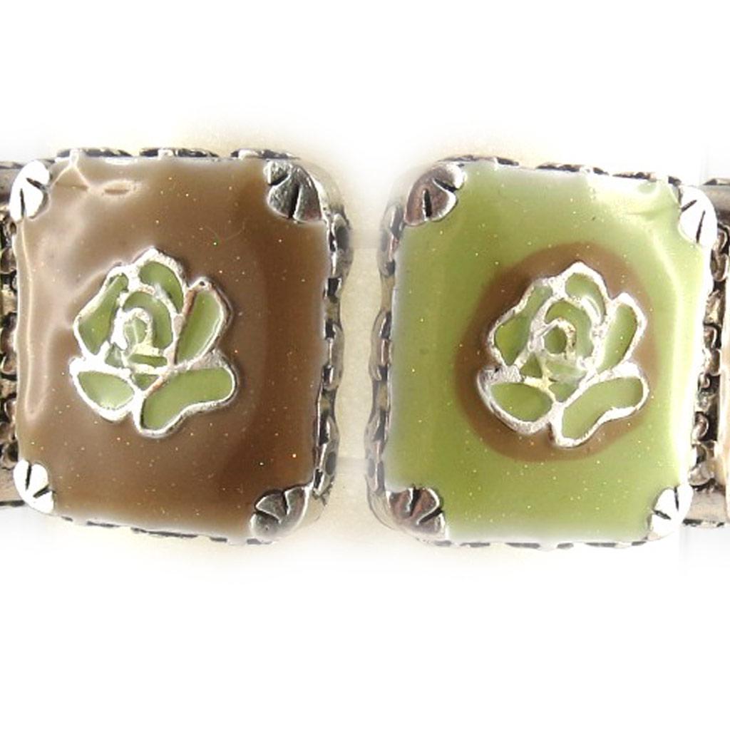 Les Trésors De Lily [E0378] — Дизайнерский зелено-коричневый браслет «Гейша»