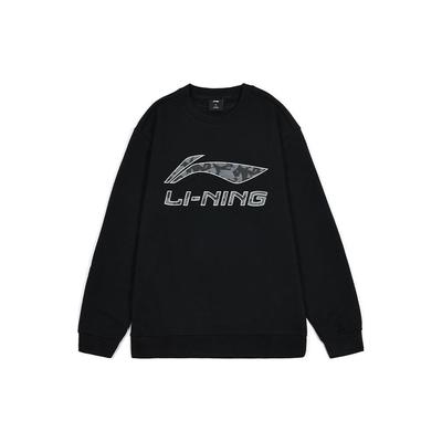 Li-Ning Толстовка с круглым вырезом и принтом логотипа в виде буквы, мужская толстовка черного цвета AWDTC71-1