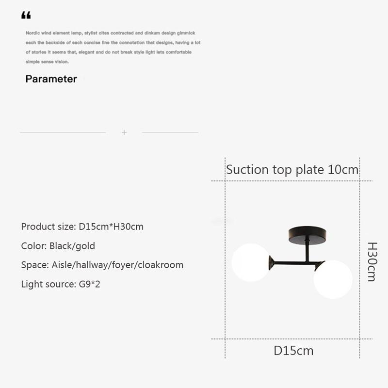 Современный стеклянный потолочный светильник в минималистском стиле с черным золотом и 1/2 головками для внутреннего освещения прихожей, прохода, балкона, прихожей, гардеробной