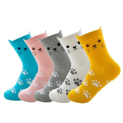 Новые модные женские носки Harajuku с рисунком из мультфильма, красочные, милые, забавные, счастливые, кошачьи, животные, 4 сезона, носки для девочек, рождественский подарок