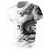 Men‘s T-Shirts 3D Dragon Print Short Sleeve Casual O Neck Pullover Street Outdoor Tops Tee Outdoor Sportshirt Oversized Clothing
