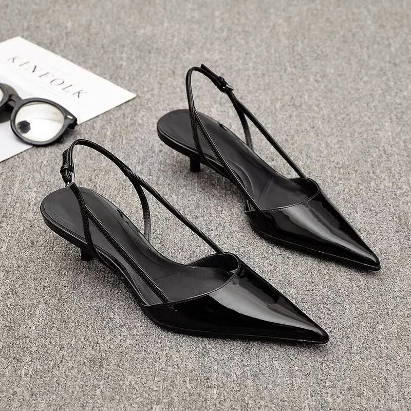 Fashion Women Pointed Toe Heels Shoes Sandals 2025 Dress Party Fashion Summer Slippers New Walking Flip Flops Pumps Slides