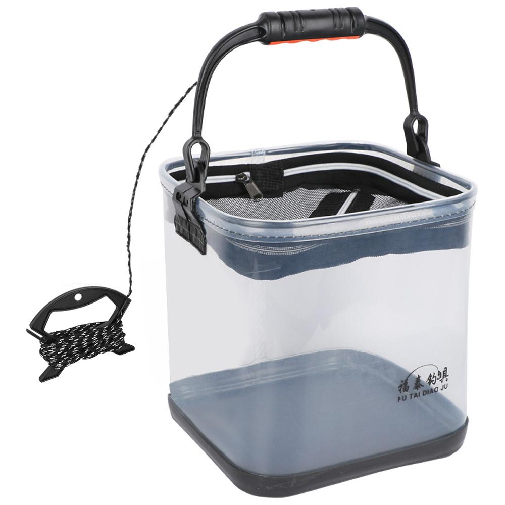 Утепленное ведро для рыбалки на открытом воздухе, прозрачное ведро для воды из ЭВА, большой емкости, для путешествий, кемпинга