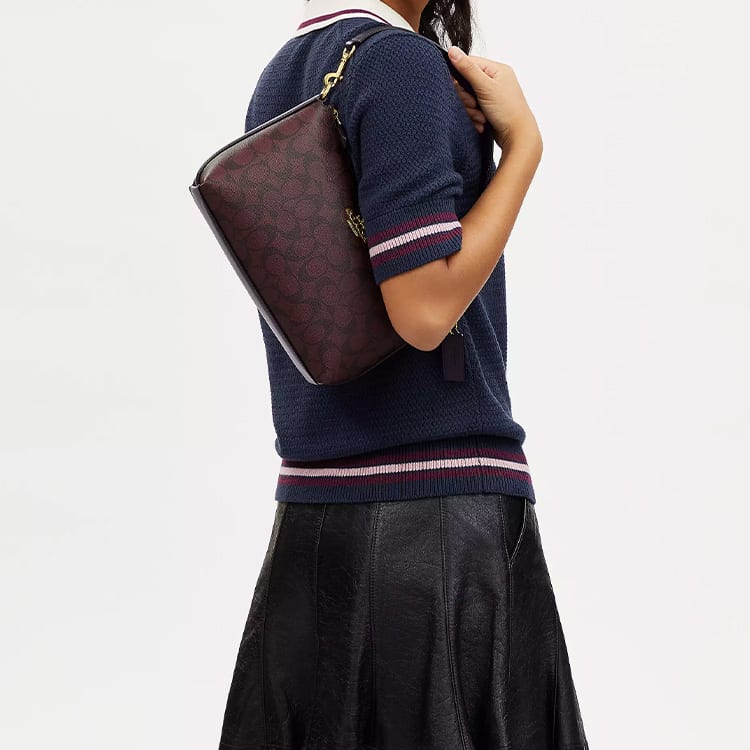 COACH Clara Coated Canvas With Smooth Leather Portable Crossbody Bag, Shoulder Bag Medium Women's CF377-IMFCG