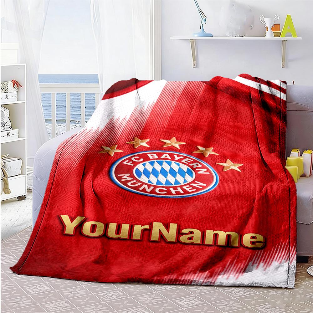 Bayern Munich Personalized Text Blanket Lightweight Customizable Blanket Ultra-Soft Suitable for Couch Seaside Chair Living Room for All Occasions