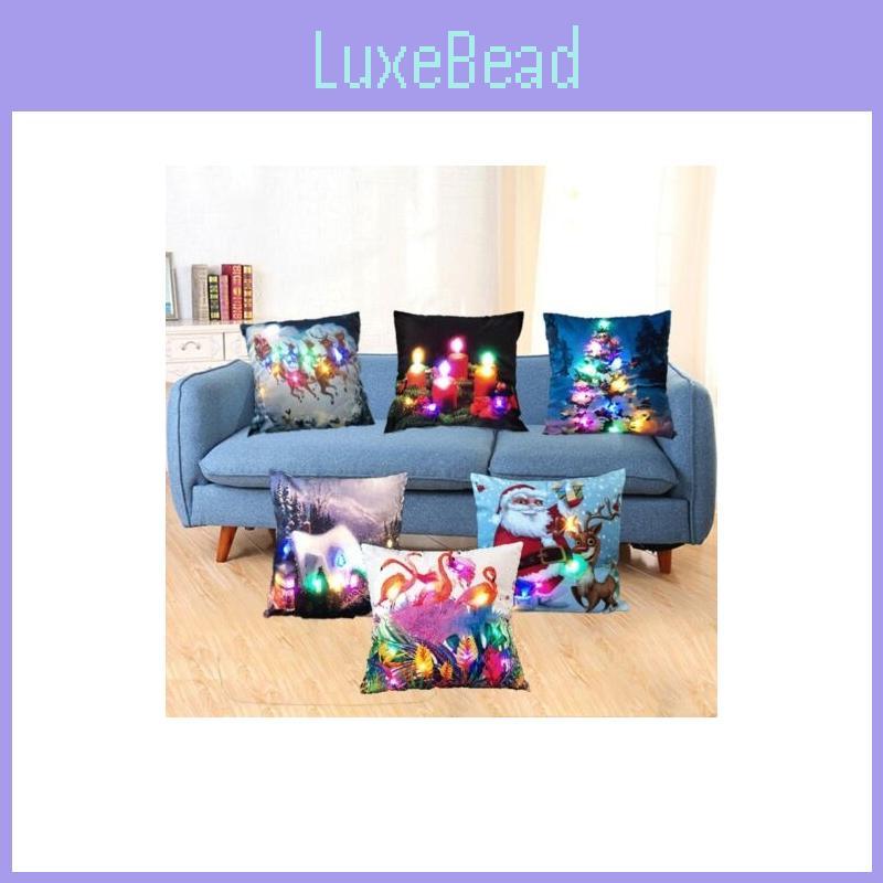Led Vintage Cotton Linen Pillow Case With Color Changing Lights For Sofa And Couch Decor