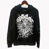 Sp5der Hoodie Oversized Thick Fleece Sweatshirt With Foil Print Spiderweb Design Men Winter Casual Wear