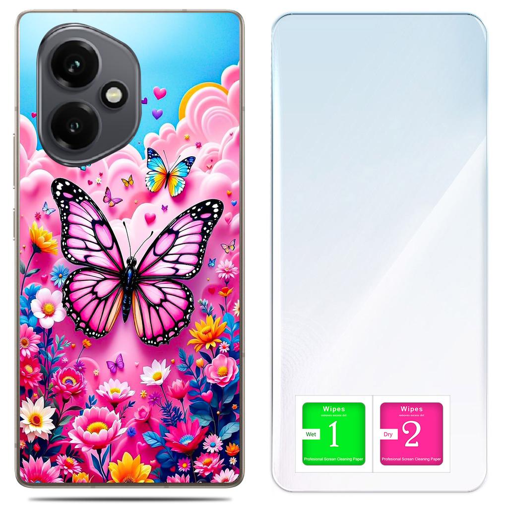 Etui Do Honor X7D / 400 Smart Obudowa Foto Case Plecki Motyl + Szkło 9H