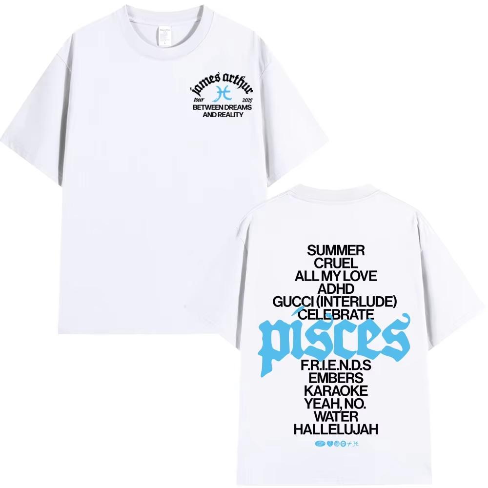 James Arthur The Pisces World Tour Printed TShirt Men Women Fashion Shortsleeved Casual pure Cotton Tshirt Harajuku Top