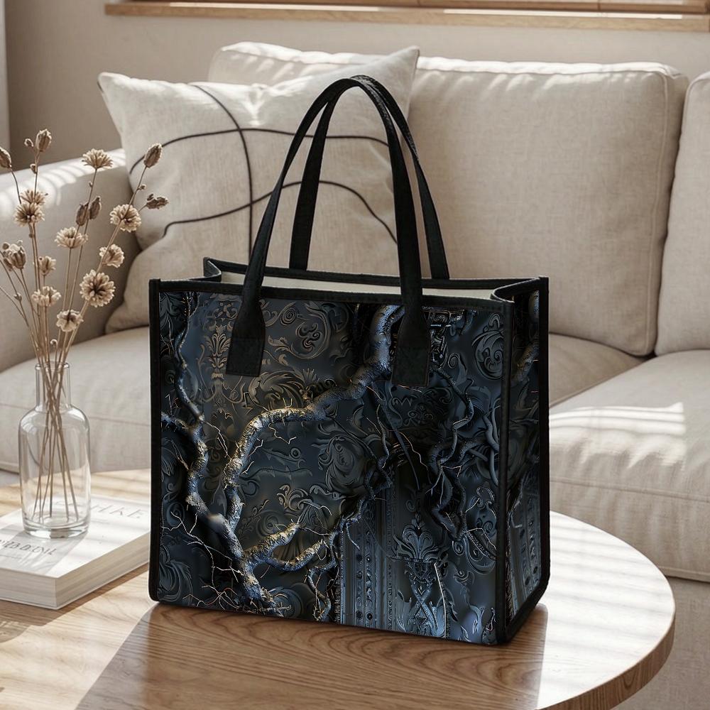 Elegant Dark Pattern Tote Bag Classic Daily Use Shoulder Bag for Commute