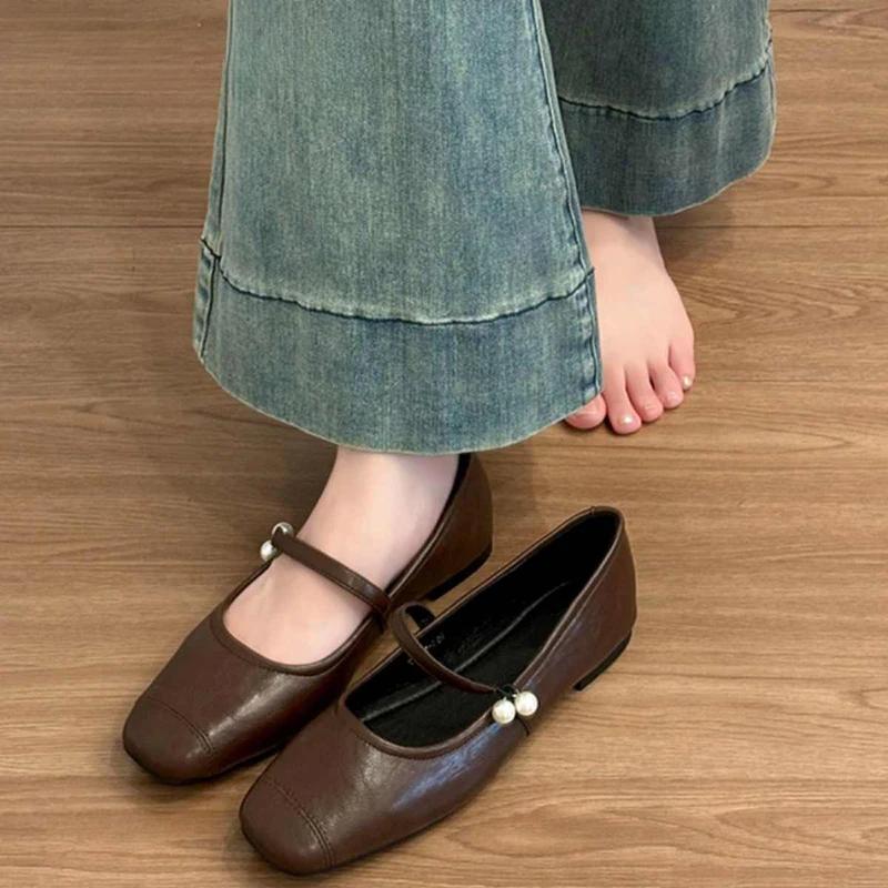 Винтажные квадратные женские туфли Мэри Джейн модные туфли на плоской подошве весна-осень с мягкой подошвой