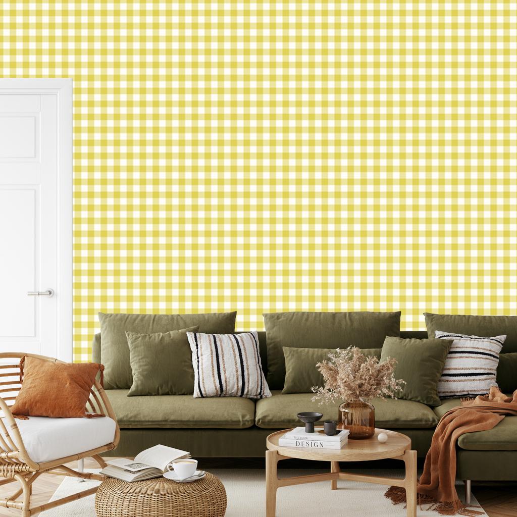 Wallpaper Fabric Pattern Cream and Yellow, Subtle Detail 50x1000