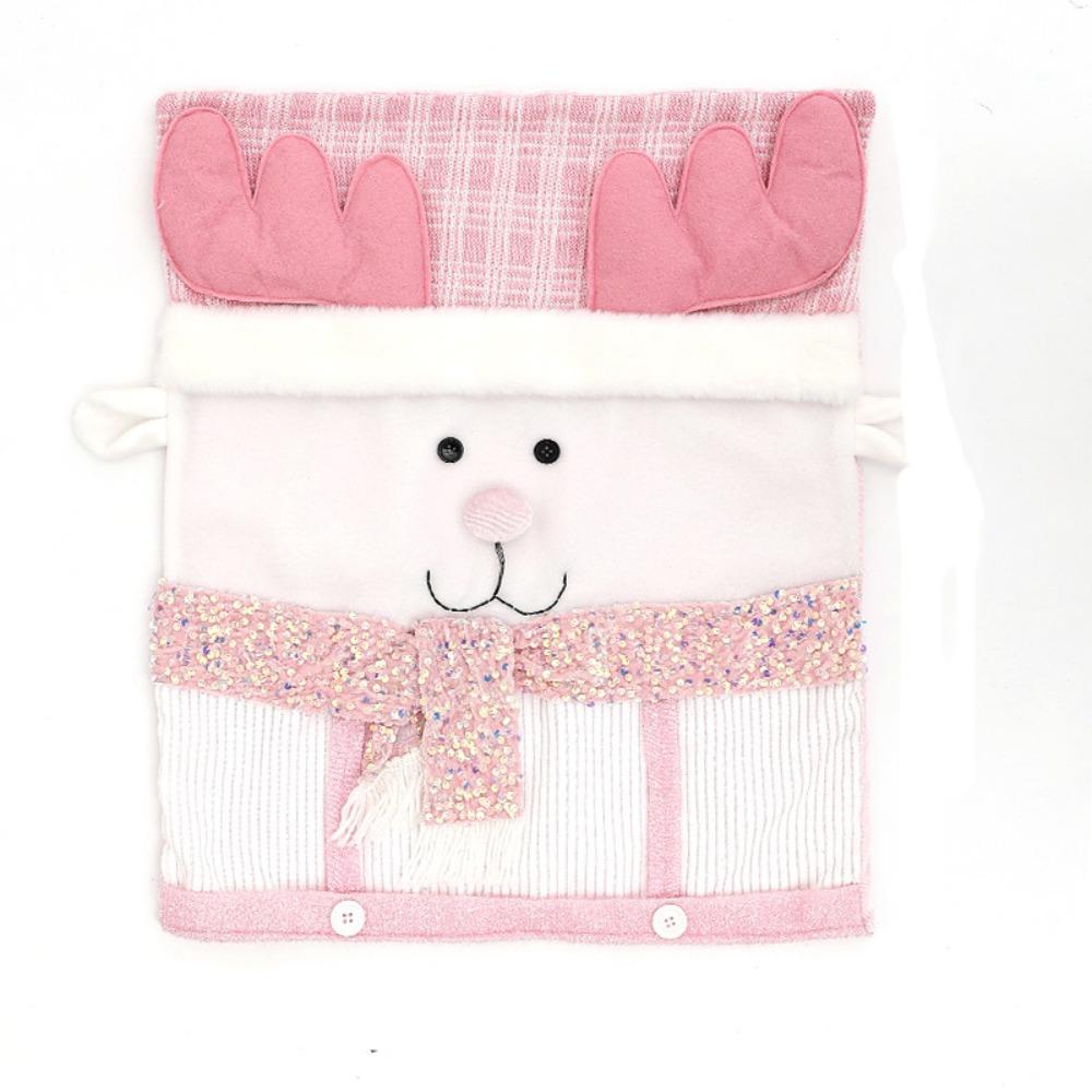 Reusable Snowman Christmas Chair Cover Elk Soft Xmas Dinner Chair Seat Cover Removable Pink Festival Table Decor Home Decoration