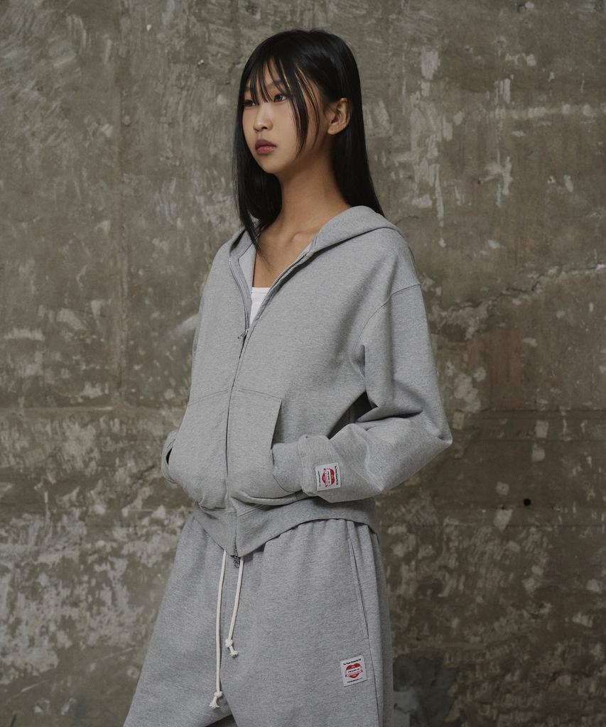 Худи на молнии Erer Vintage Label, меланжево-серый