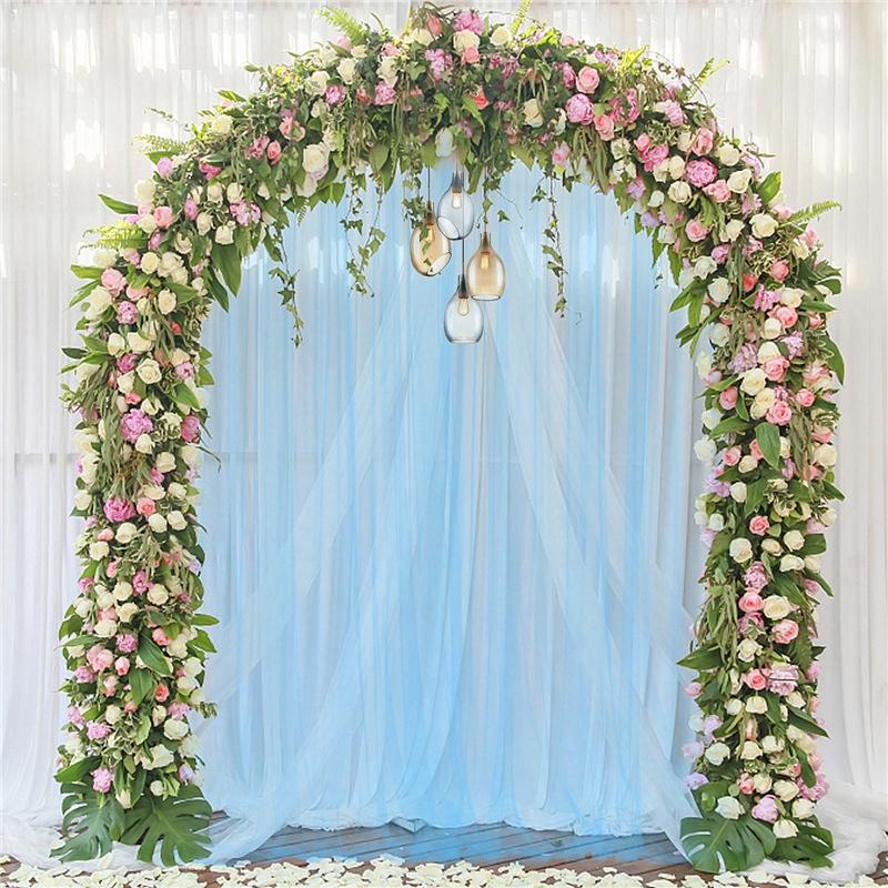 Tulle Curtain White Background Roller Curtain Wedding Party Arch Drape Hotel Banquet Outdoor Activities Decorative Valance Drape