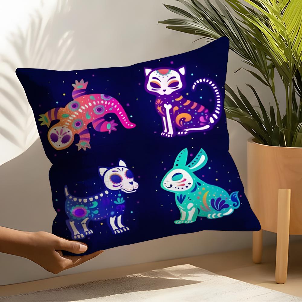 Festival DDia de Muertos  Pillow Case Linen Cushion Covers For Decorative Sofa Home Pillows Case Car Chair Pillows Cases