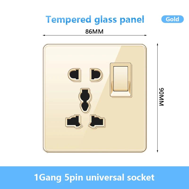 Универсальная настенная розетка Type-C мощностью 18 Вт с портами USB, быстрая зарядка, панель из закаленного стекла, розетка питания, стандарт Великобритании, двойная зарядная розетка USB