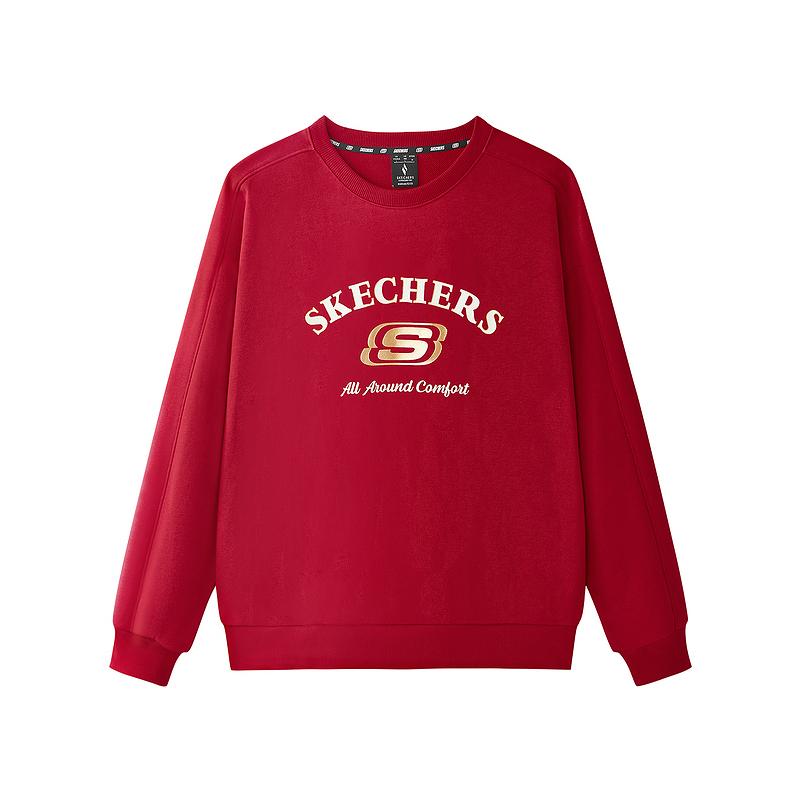 Skechers Серия Новый Год Повседневная Удобная Ветрозащитная Теплая Толстовка Худи унисекс Бледно-Красный L125U077-03LC